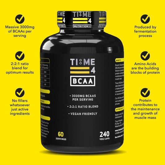 BCAA 240 CAPSULES 60 SERVINGS TIME 4 NUTRITION BENEFITS