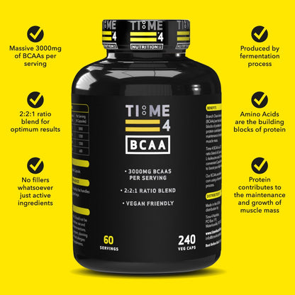 BCAA 240 CAPSULES 60 SERVINGS TIME 4 NUTRITION BENEFITS